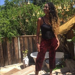 Lauren Conrad Cropped Trousers Burgundy Sz XS